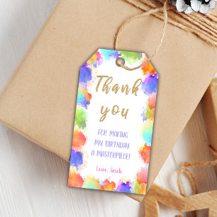 Editable Girls Art Party Favour Tags with Colourfu
