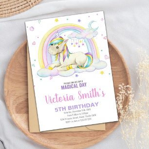 Editable Girls Fantasy Party Card with Pastel
