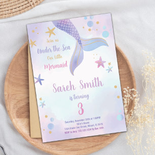 Editable Girls Under the Sea Party Card