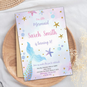 Editable Girls Under the Sea Party Card with Ocean