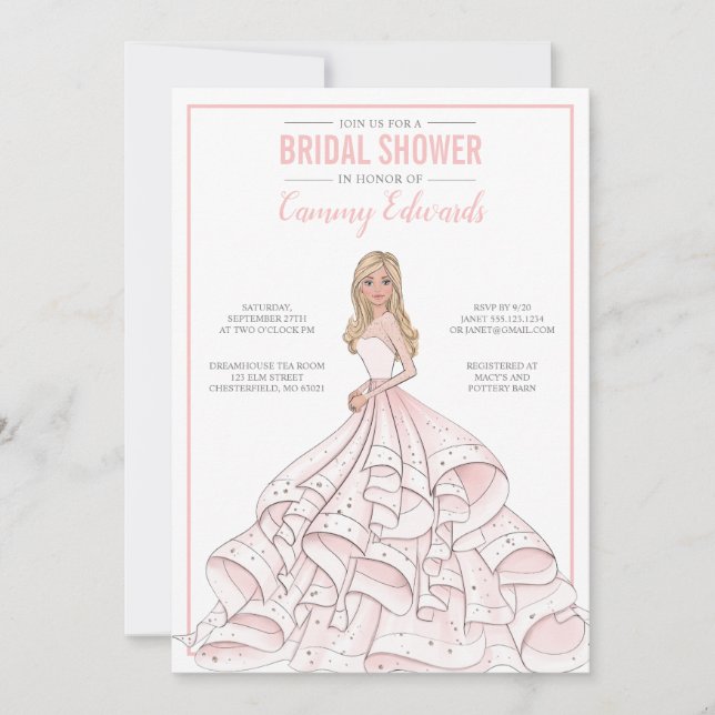 Editable Glam Bride Bridal Shower Invitation (Front)