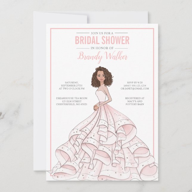 Editable Glam Bride Bridal Shower Invitation (Front)