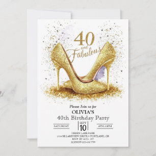 Editable Glam Digital Gold 40th Birthday Invitation