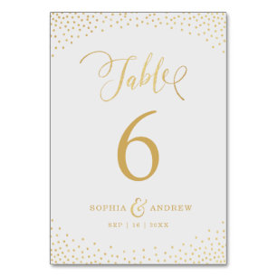 Editable glam faux gold glitter table number