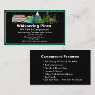 Editable Glamping Resort Nature Contact Design Business Card
