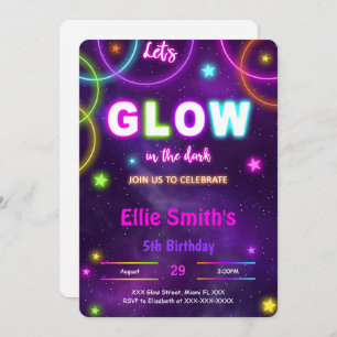 Editable Glow Birthday Invitation