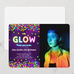 Editable Glow Birthday Photo Invitation