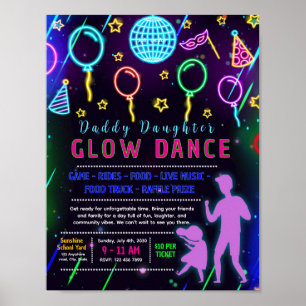 Editable glow daddy daughter dance flyer poster