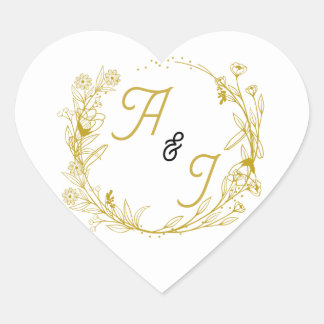 Editable Gold Floral Wedding Sticker