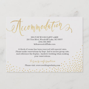 Editable gold glitter calligraphy accommodation enclosure card