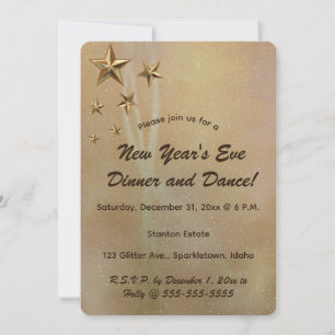 Editable Gold Shooting Stars and Sparkles Invitation