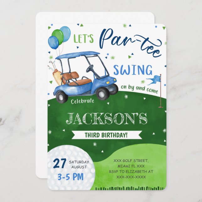Editable Golf Birthday Invitation (Front/Back)