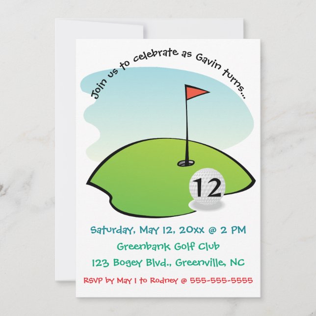 Editable Golf Course Birthday Invitation (Front)