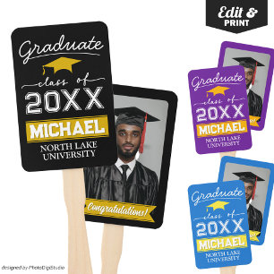 Editable Graduation Hand Fan with Name & School