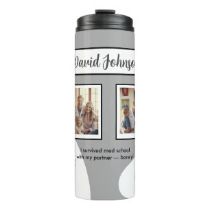 Editable Gray Leopard Print Medical Photo Frame  Thermal Tumbler
