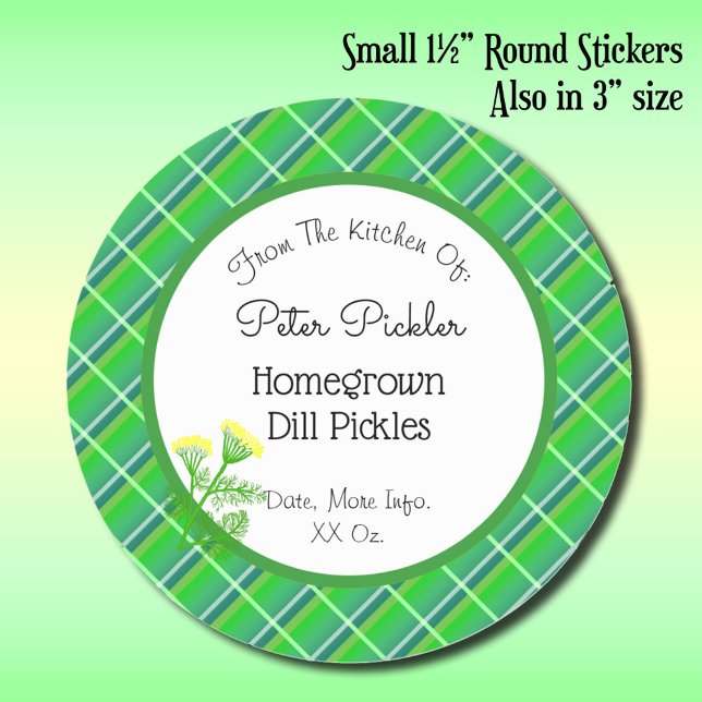 Editable Green Plaid Sticker with Dill and Flowers (Creator Uploaded)