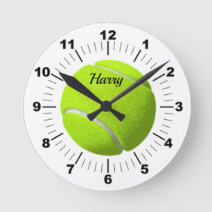 Editable Green Tennis Ball Round Clock