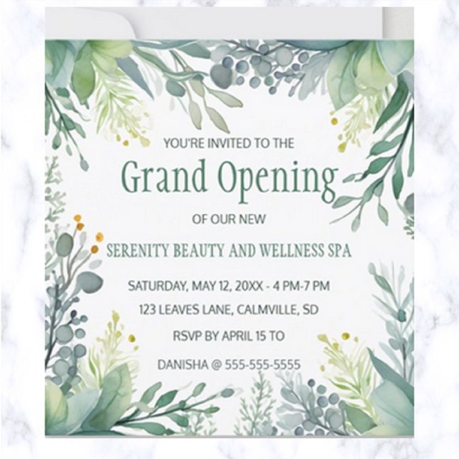 Editable Greenery Grand Opening Invitation (Creator Uploaded)