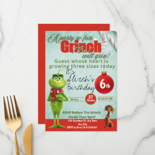 Editable Grinch Birthday Invitation