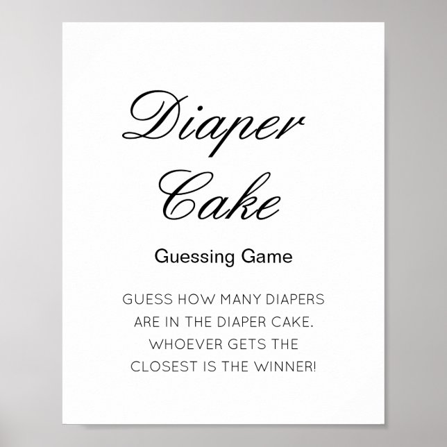 Editable Guess How Many Diaper Cake Baby Shower Poster (Front)