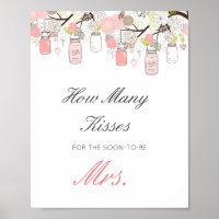 Editable Guess How Many Kisses for Soon Mrs Sign