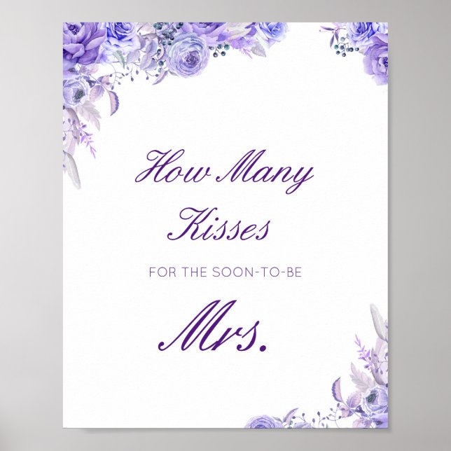 Editable Guess How Many Kisses for Soon Mrs Sign (Front)