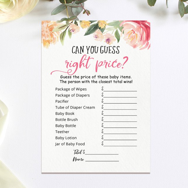 Editable Guess right price game Baby Shower Card (Creator Uploaded)