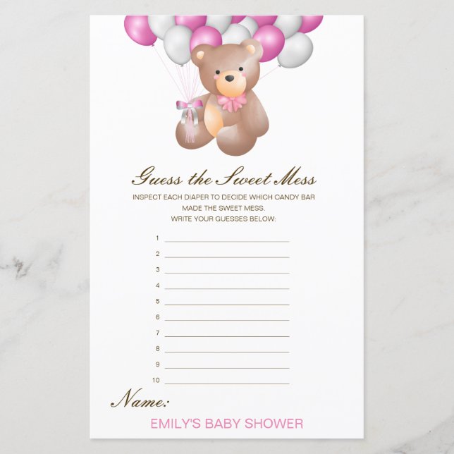 Editable Guess the Sweet Mess, Dirty Diaper (Front)