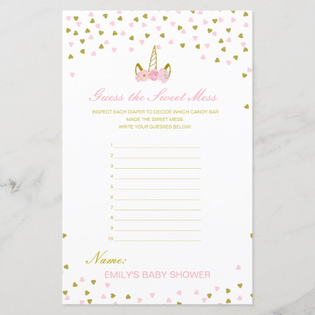 Editable Guess the Sweet Mess, Dirty Diaper (Front)