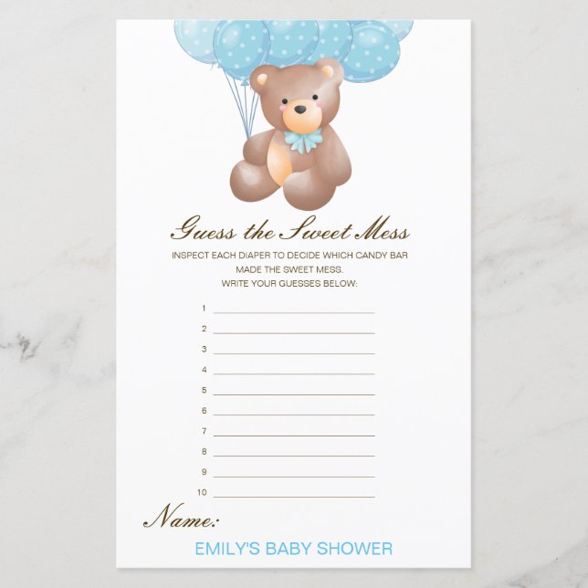 Editable Guess the Sweet Mess, Dirty Diaper (Front)