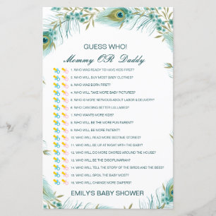 Editable Guess Who, Mum or Dad Baby Shower Game