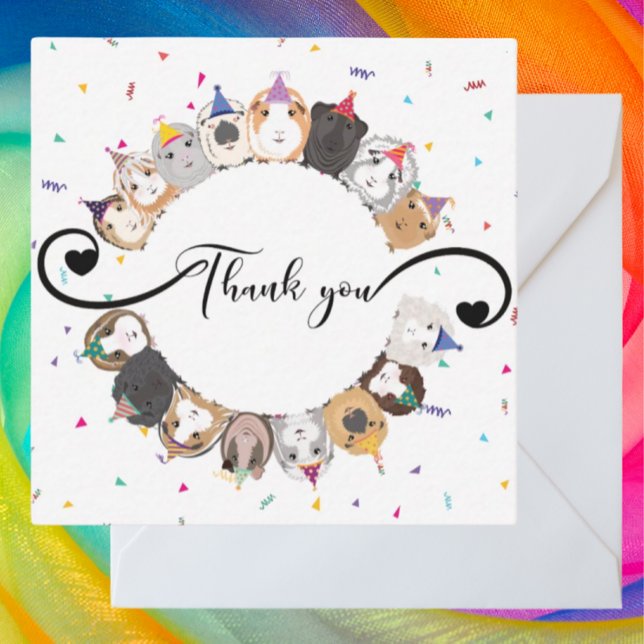 Editable Guinea Pig Birthday Thank You  Card (Creator Uploaded)