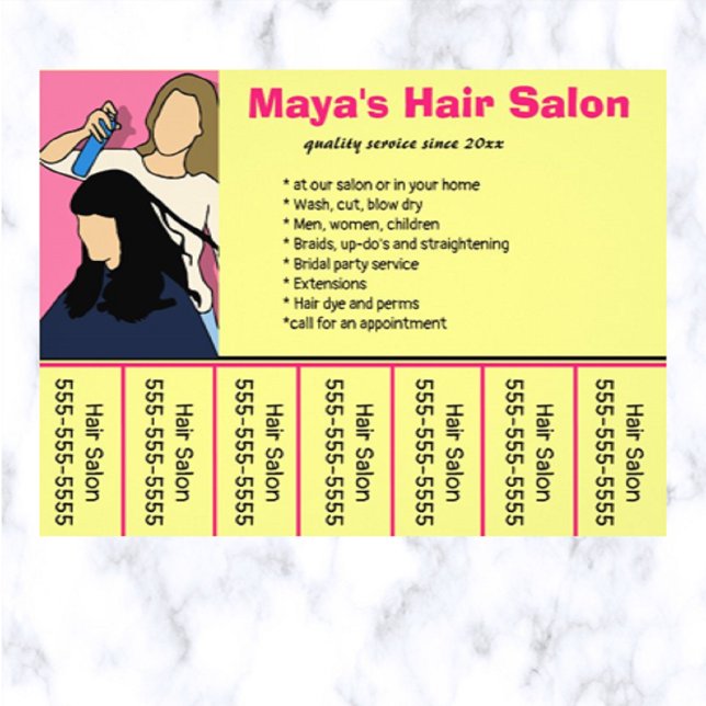 Editable Hair Salon Phone Number Flyer (What a great way to advertise your hair dressing business!)