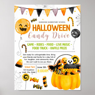 Editable halloween candy drive fundraiser flyer poster