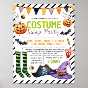 Editable halloween costume swap flyer poster