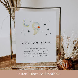 Editable Halloween Ghost Baby Shower Sign Template