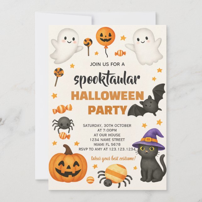 Editable Halloween Haunted House Invite (Front)
