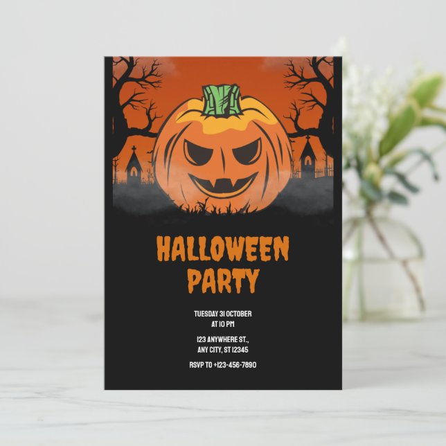 Editable Halloween Invitation, Halloween Party  Invitation (Standing Front)