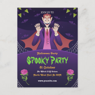 Editable Halloween Invitation, Halloween Party Postcard