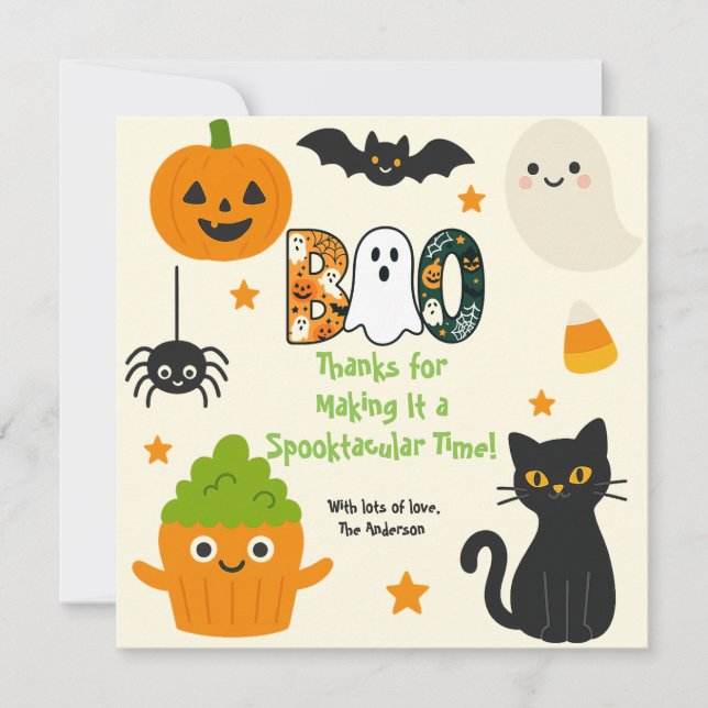 Editable Halloween – Little Monster Bash -  Thank You Card (Front)