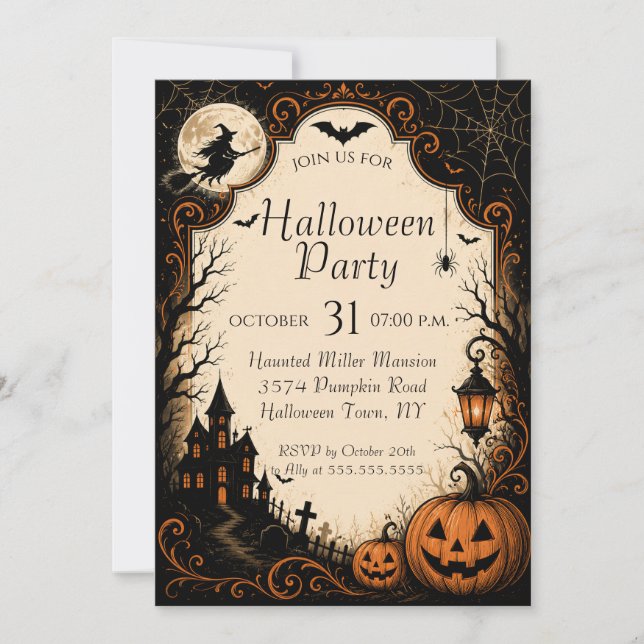 Editable Halloween Party Invitation (Front)