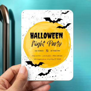 Editable Halloween Party invitation Black Bats  Magnet