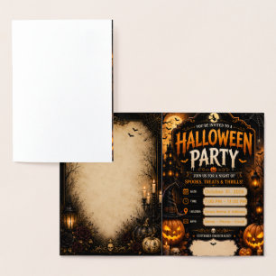 Editable Halloween Party Invitation Gothic Pumpk