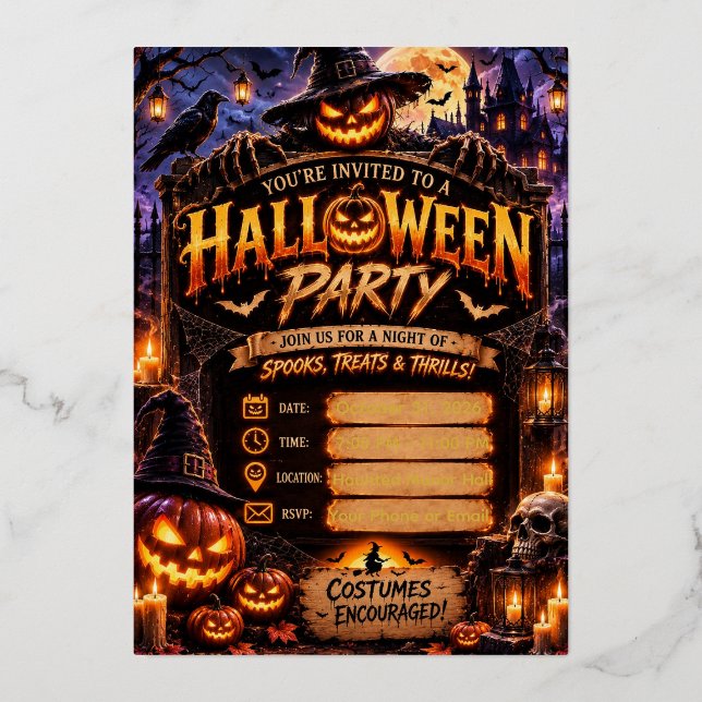 🎃 Editable Halloween Party Invitation | Spooky  (Front)