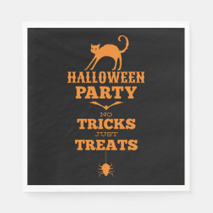 Editable Halloween Party Quote with Cat Napkin