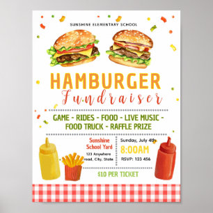 Editable hamburger fundraiser flyer poster