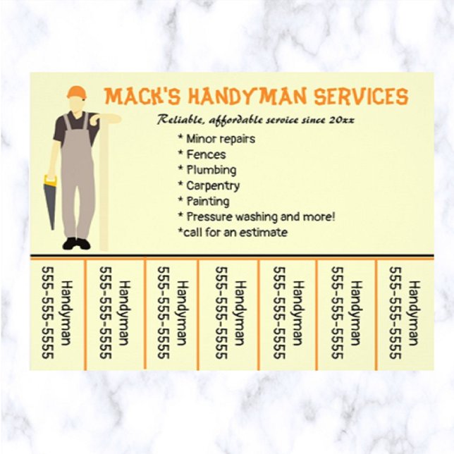 Editable Handyman Phone Number Flyer (What a great way to advertise your handyman business!)