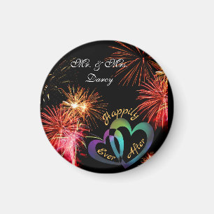 Editable - Happily Ever After with Fireworks Magnet