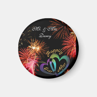 Editable - Happily Ever After with Fireworks Magnet