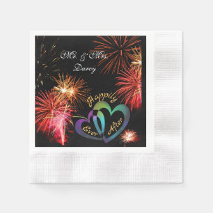 Editable - Happily Ever After with Fireworks Napkin